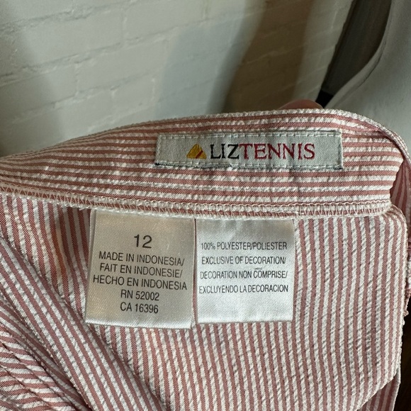 90s Seersucker Liz Tennis Athletic Tennis Skirt with Embroidered Tennis Rackets - Picture 8 of 9